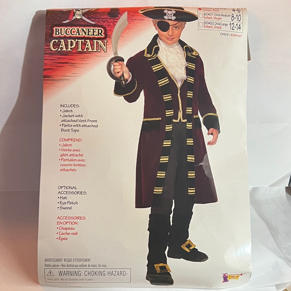 “Buccaneer captain” costume boy‘s size large